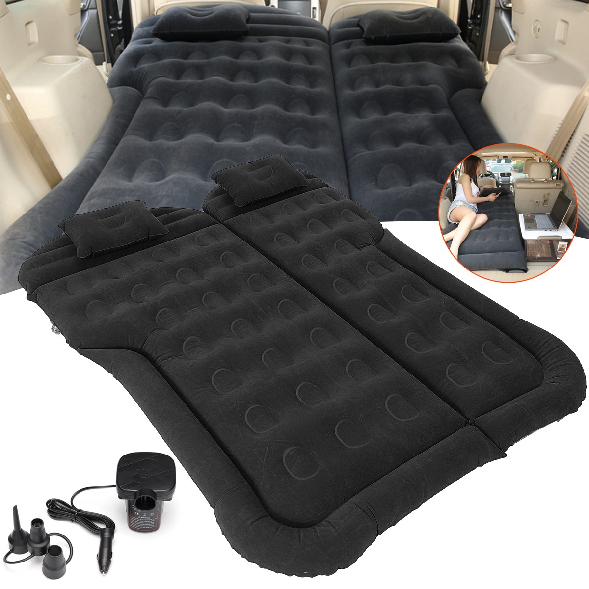 180x130CM Inflatable Air Seat Mattress Travel Camping Car Trunk Travel Bed