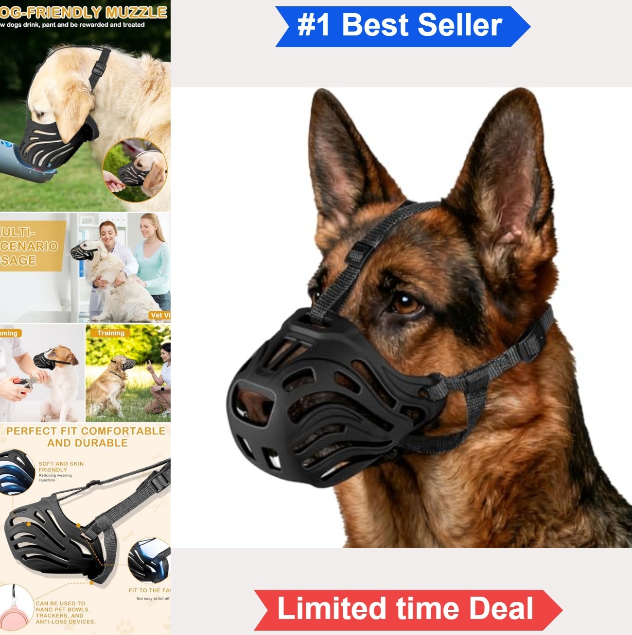 Dog Muzzle Soft Breathable Basket Prevents Chewing Biting for Grooming Training