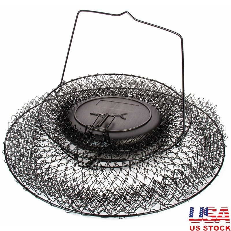 Collapsible Floating Wire Fishing Basket W/ Trap Doors Durable Fishing Gear New
