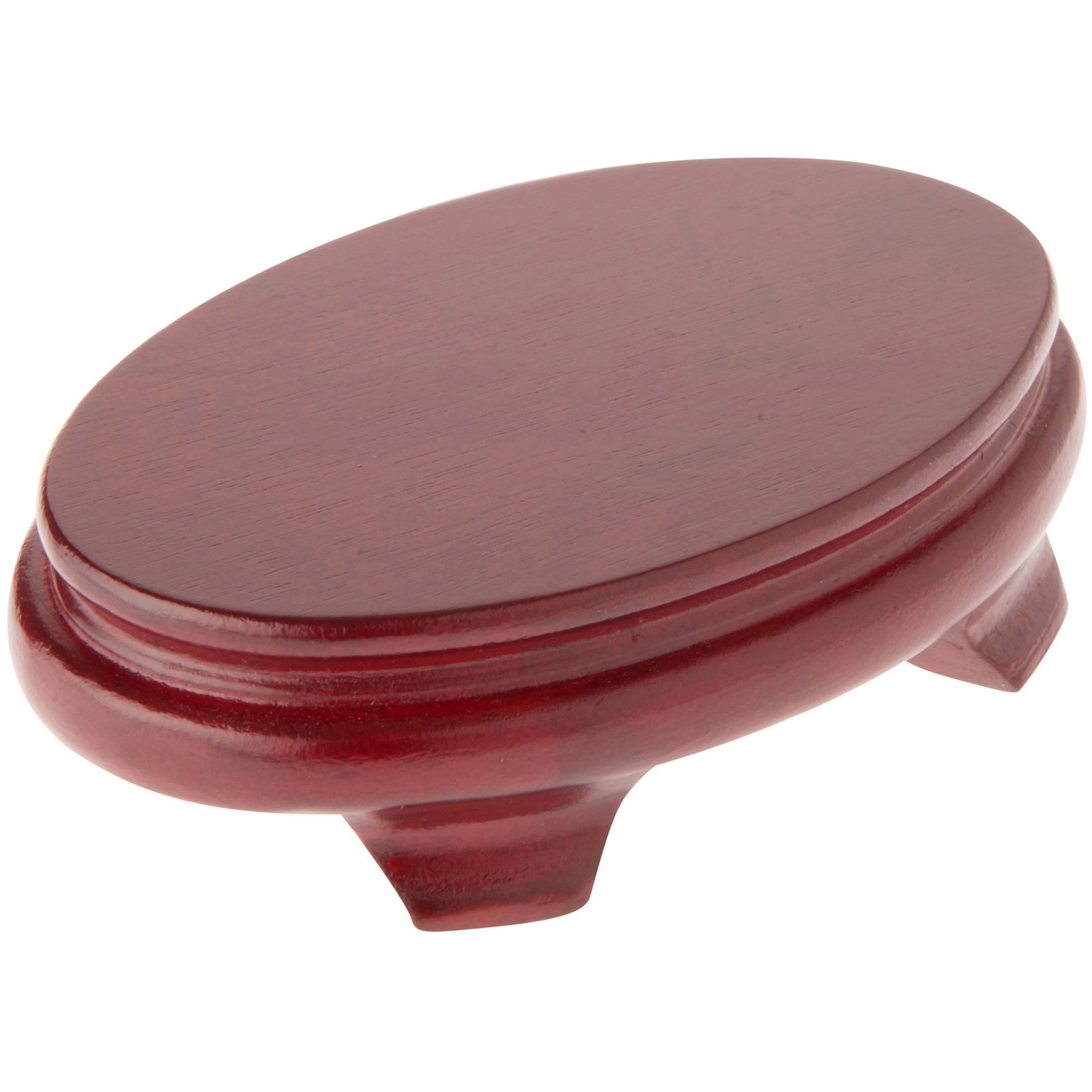 Plymor Red Oval Wood Veneer Footed Display Base, 4.375" W x 2.875" D x 1.25" H