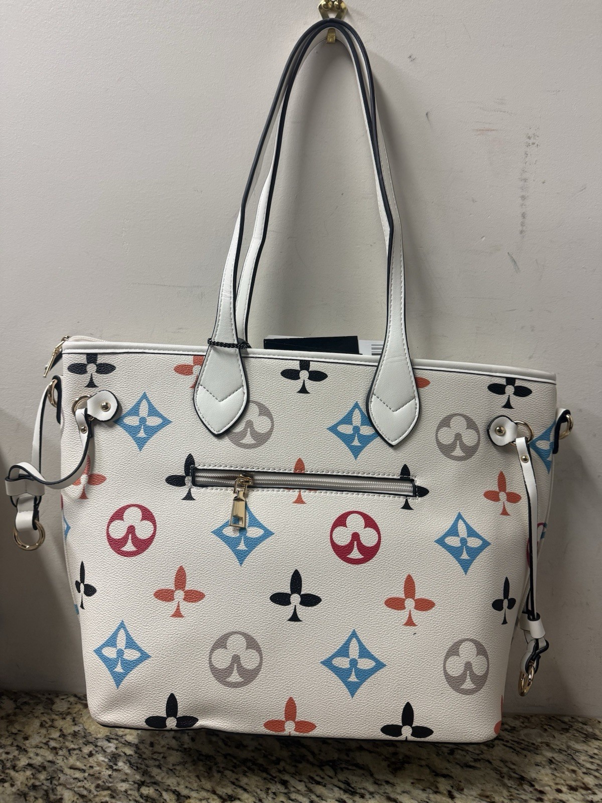 Classic Fashion GAME ON WHITE NEVERFULL FLOWER MONOGRAM BAG *W/ Crossbody*