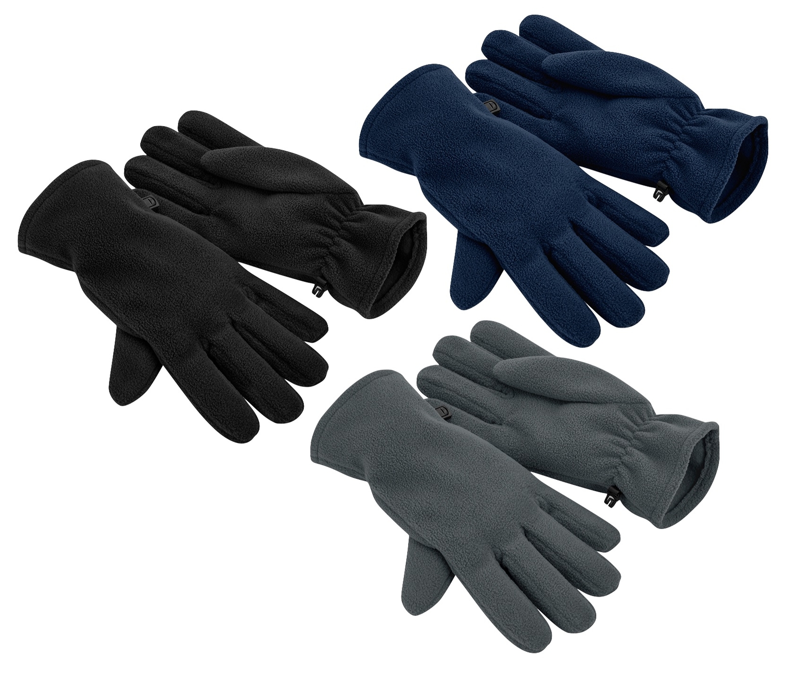 Beechfield BLACK BLUE or GREY Recycled Polyester Fleece Gloves