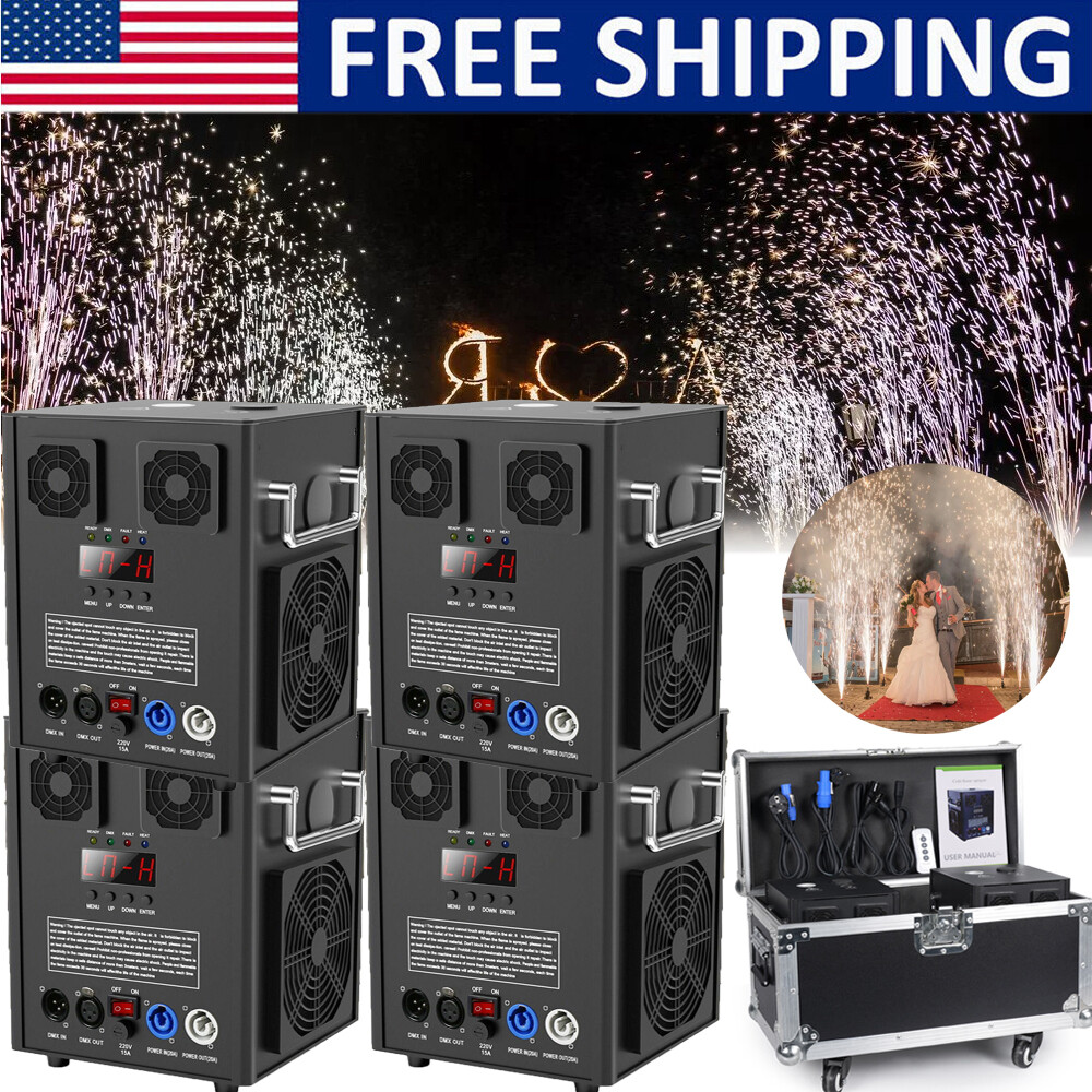 700W Cold Spark Firework Machine DMX Stage Effect Wedding DJ Party &Flight Case