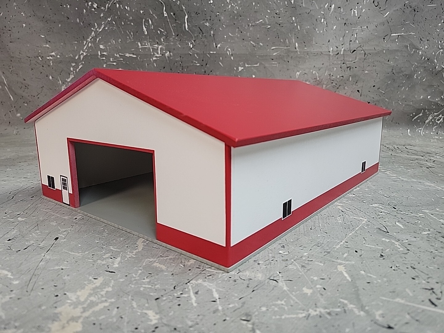 1/64 Custom scratch built 60x80 building Red & White With Floor