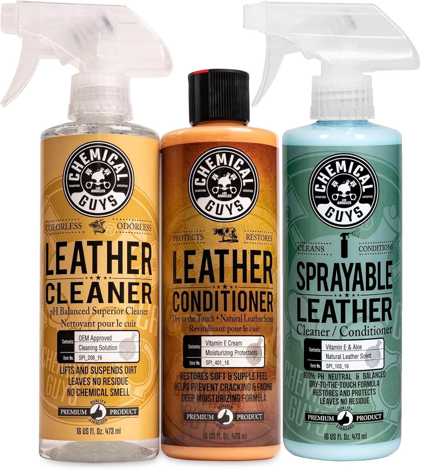 Chemical Guys SPI_109_16Plus Leather Cleaner & Leather Conditioner Kit (3 Items)