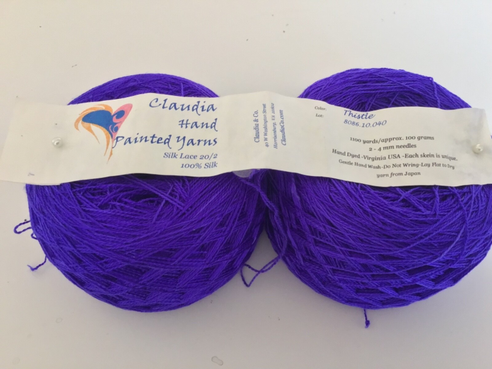 Silk yarn, Claudia & Co 100% silk 100g x 2 Purple Lot 8086.10.040