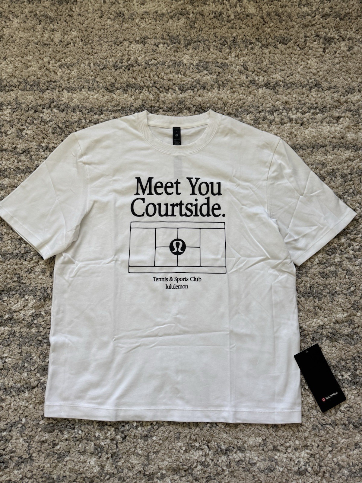Lululemon Heavyweight Cotton T-Shirt Graphic Tennis, NWT, White, Size M or L