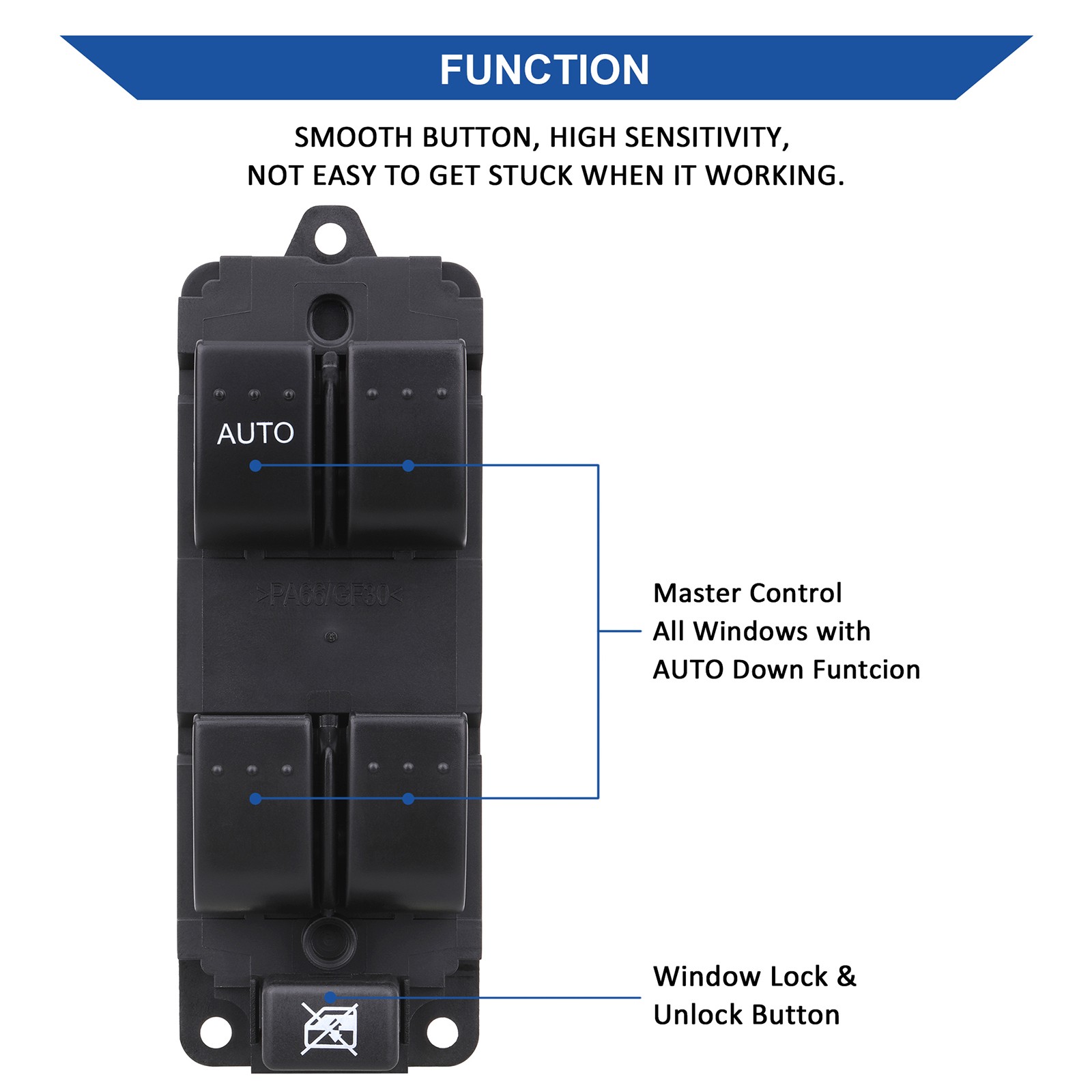 Master Power Window Control Switch Driver Side For 2004-2009 Mazda 3 BN8F66350A