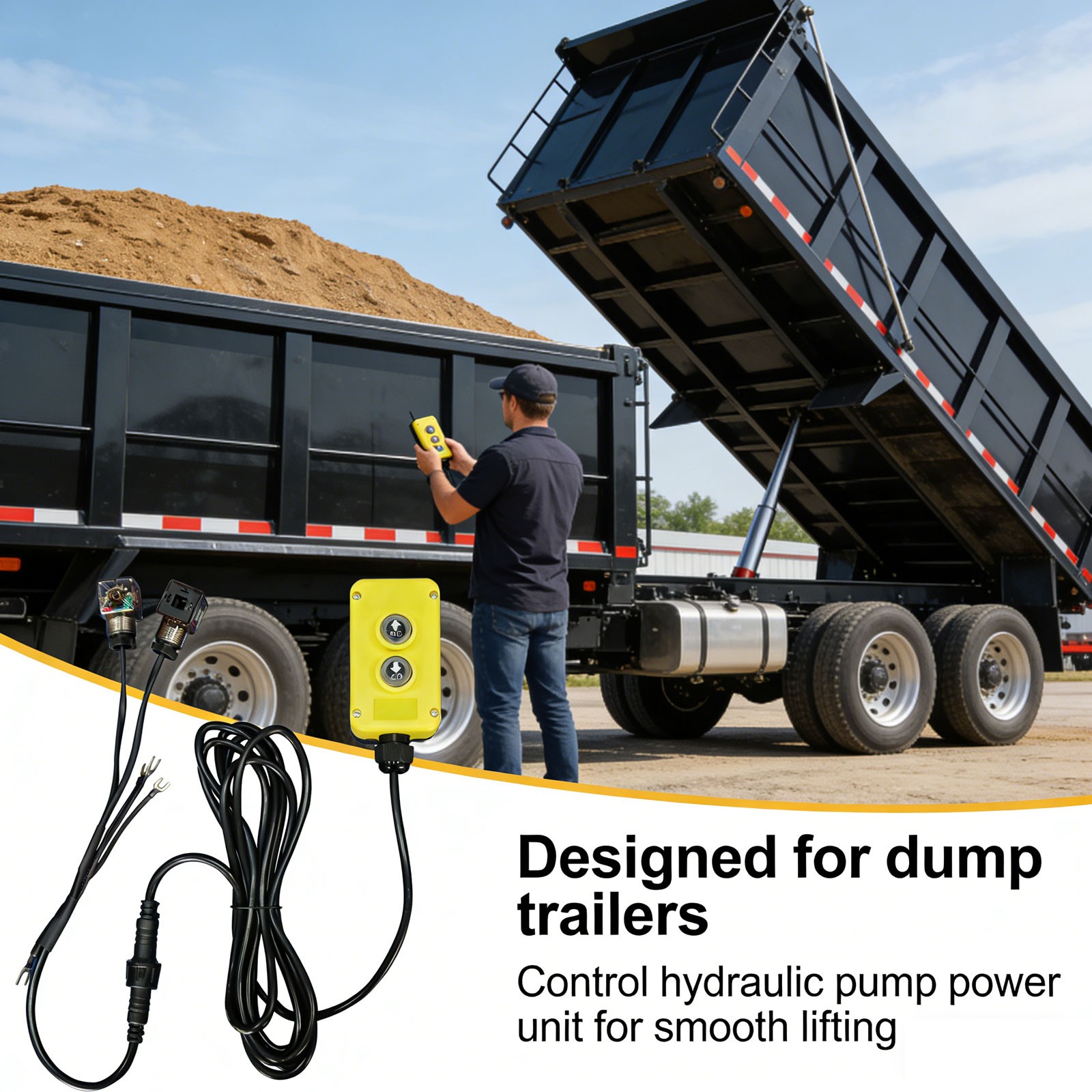KTI Two Button Pendant Hydraulic Dump Trailer Controller - Power UP & DOWNDyIN