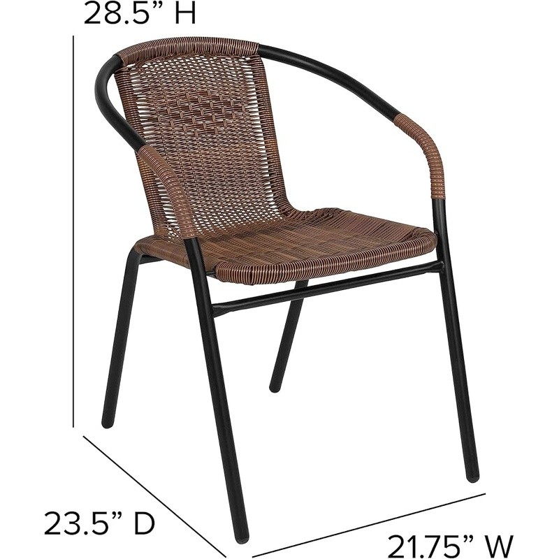 Set of 2 Rattan Chair Indoor Outdoor Ergonomic Stackable Dining Chairs