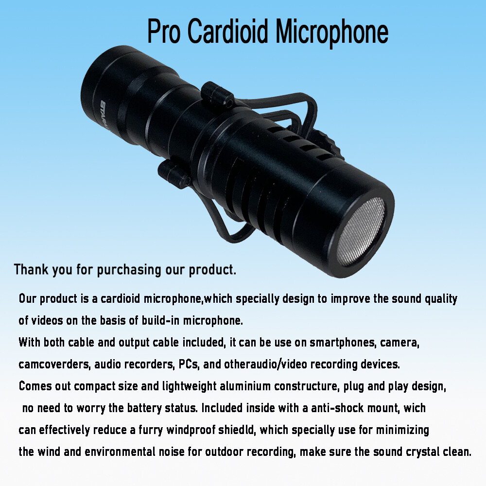 Universal Video Microphone Condensor For Nikon Canon DSLR Camera Android Mic US
