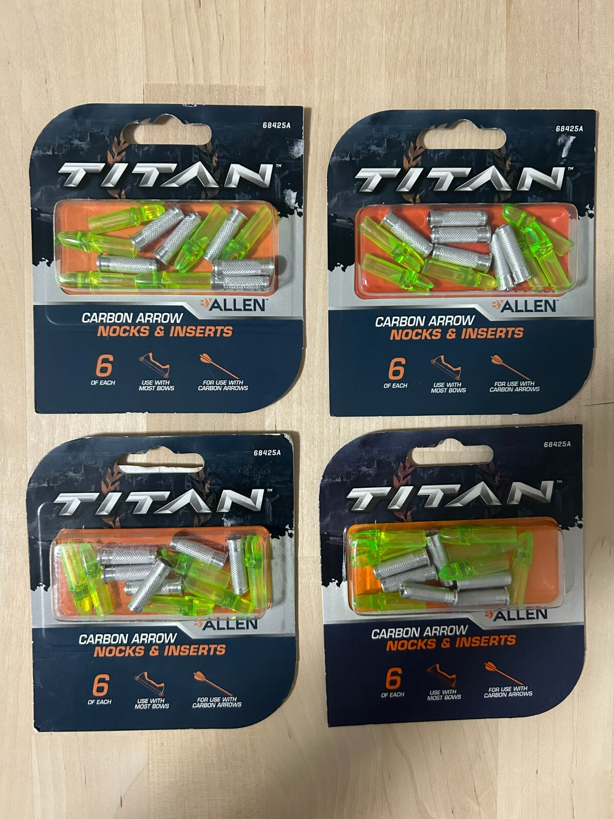 CARBON ARROW NOCKS & INSERTS 6pk TITAN ALLEN 68425A - NEW IN PACKAGE! LOT OF 4
