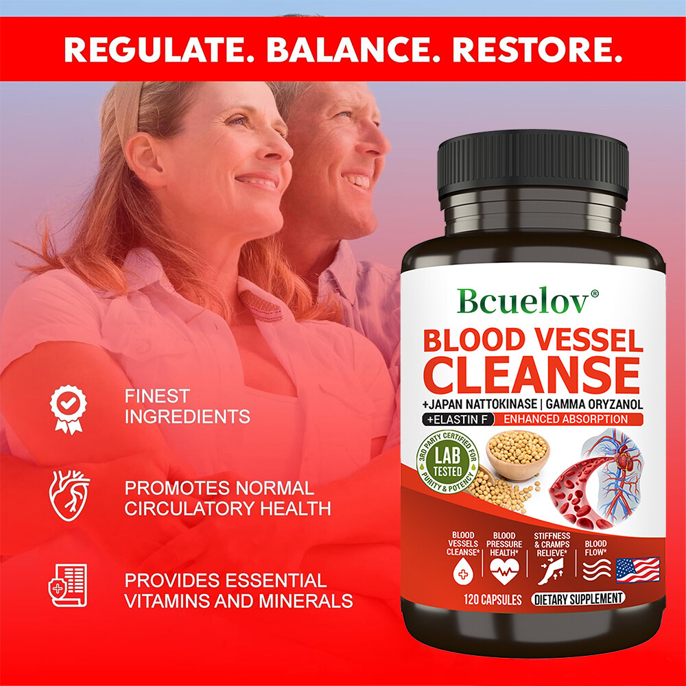 Blood Vessel Cleanse Health Heart Arterial Circulation Blood Flow 120 Capsules
