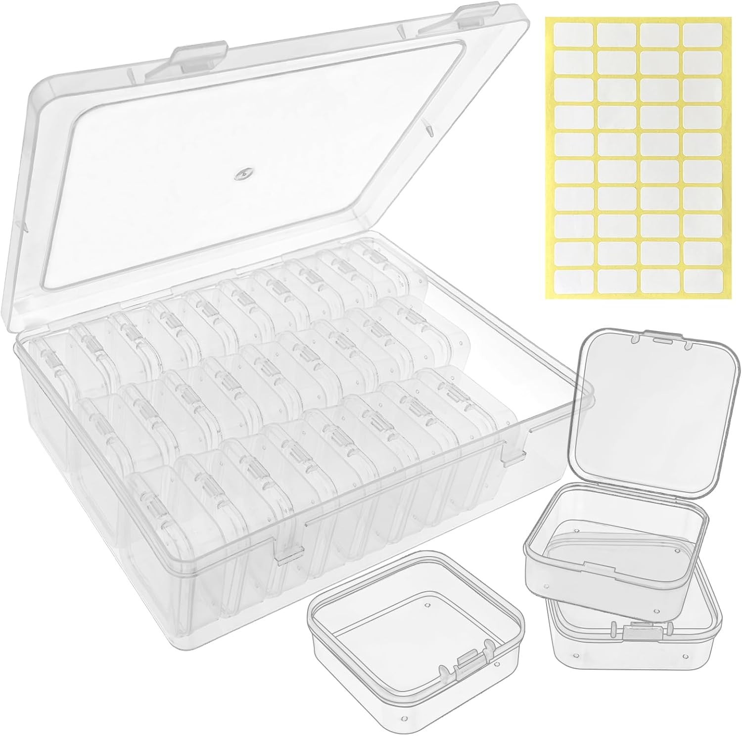 Bead Organizer Box - 30 Piece Small Bead Organizers and Storage with Hinged Lids