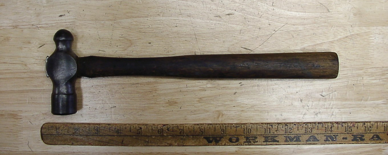 Vintage Unbranded Ball Peen Hammer,1lb.4.3 oz,4-1/16"Head,Blacksmith,VGC,L@@K!