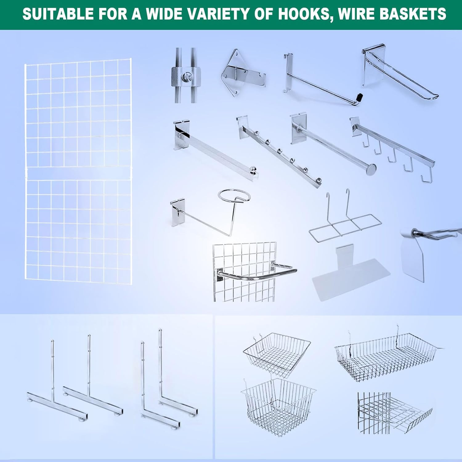 Heavy Duty Gridwall Panels 2' x 4' - Pack of 3, White, Portable Display Solution