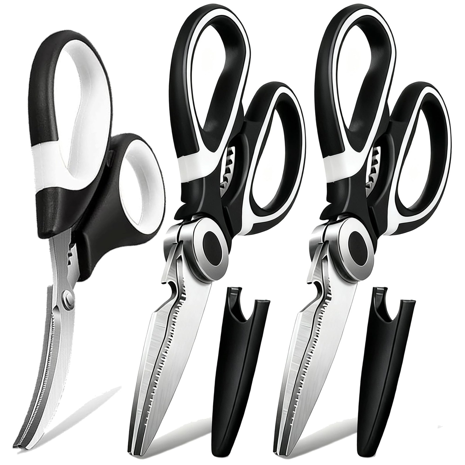 Kitchen Scissors All Purpose 3 Pack - Heavy Duty Stainless Steel Cooking Shears