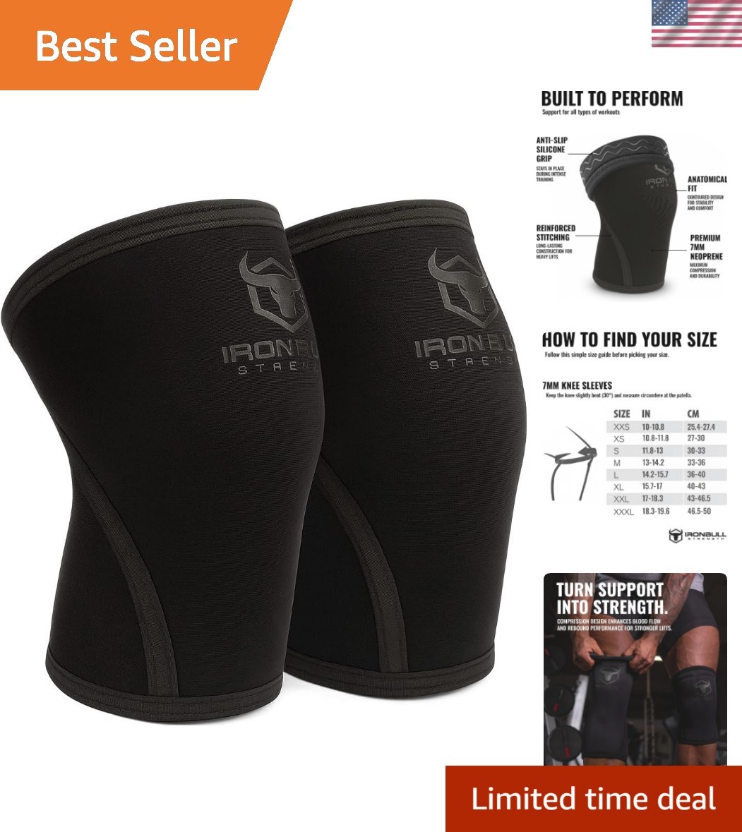 Knee Sleeves 7mm Compression Support for Squats Powerlifting Cross Training