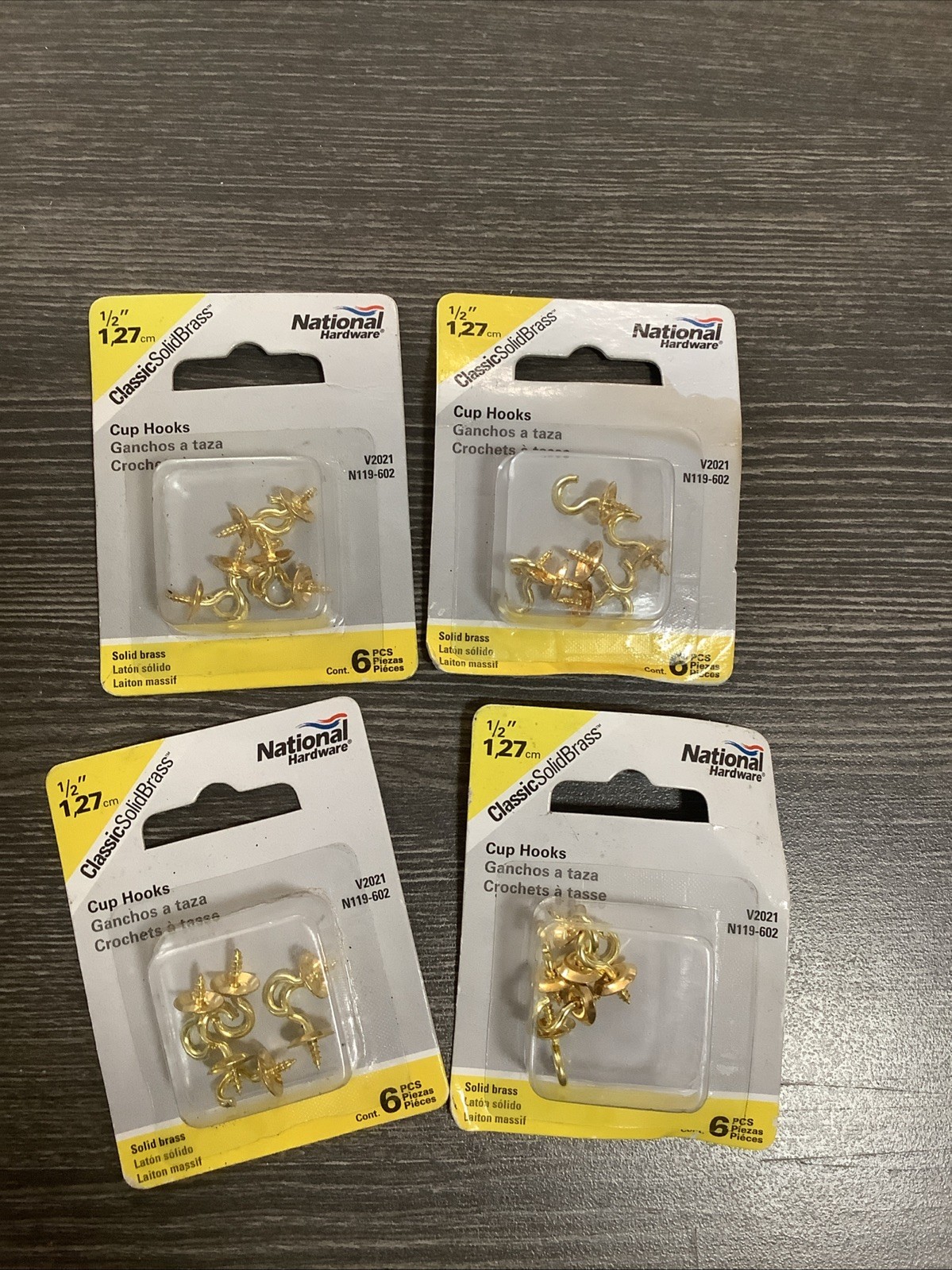 National Hardware Cup Hook 1/2” N119-602 4 packs 24 pieces NOS