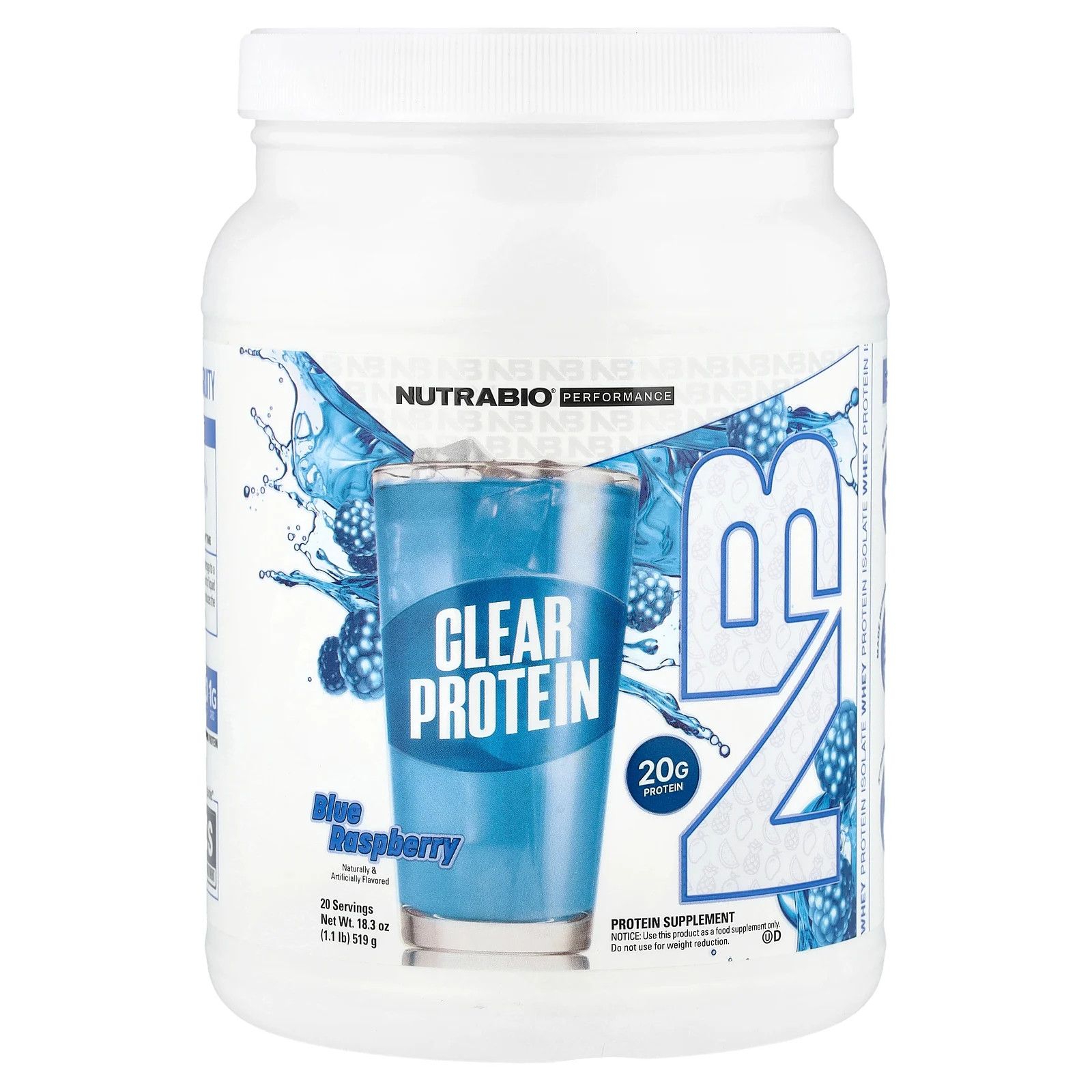 Performance, Clear Protein, Blue Raspberry, 1.1 lb (519 g)