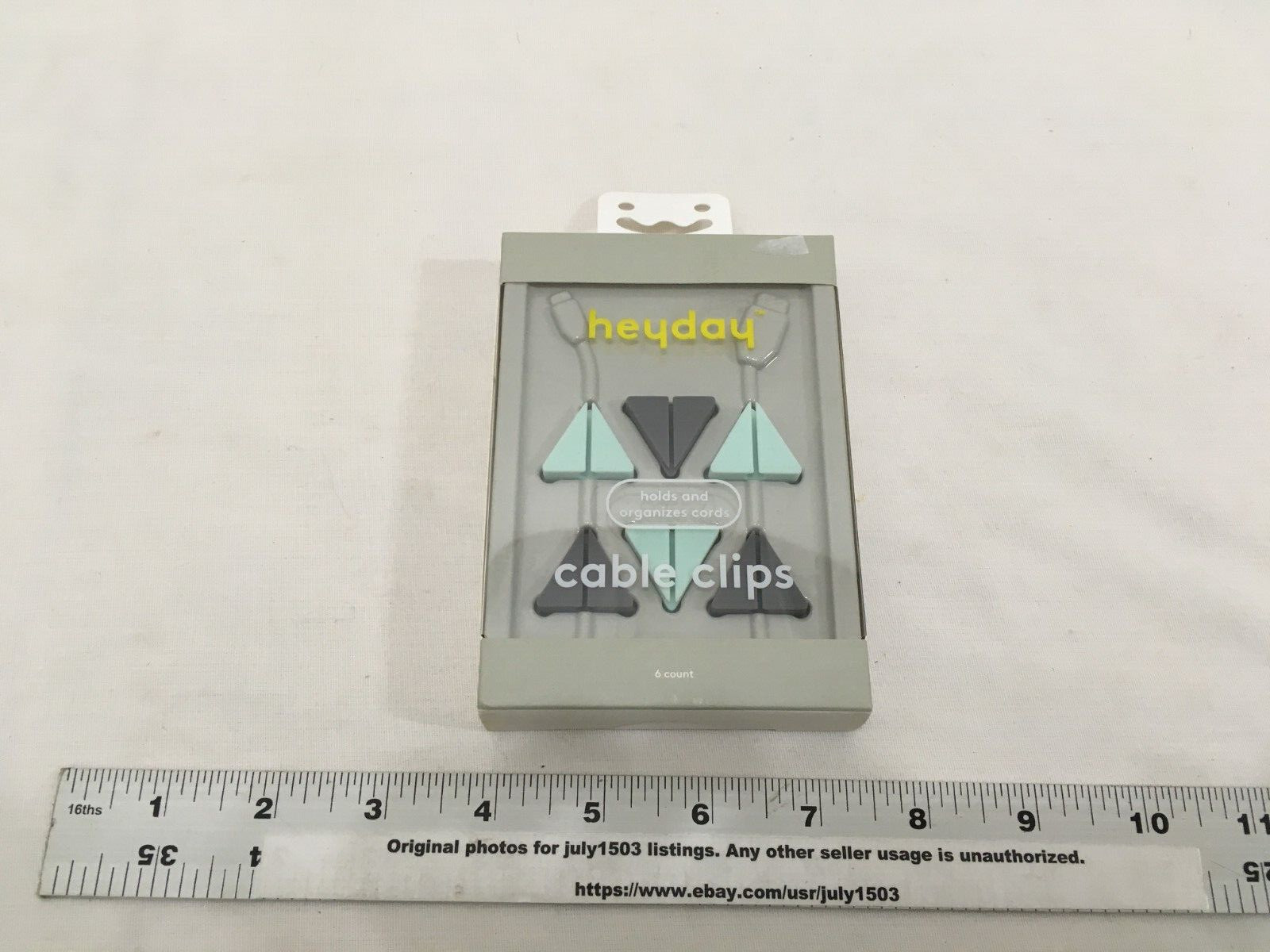 NEW Heyday 6pk Cable Clips Removable Adhesive Organize - COOL GRAY & MINT (sw)