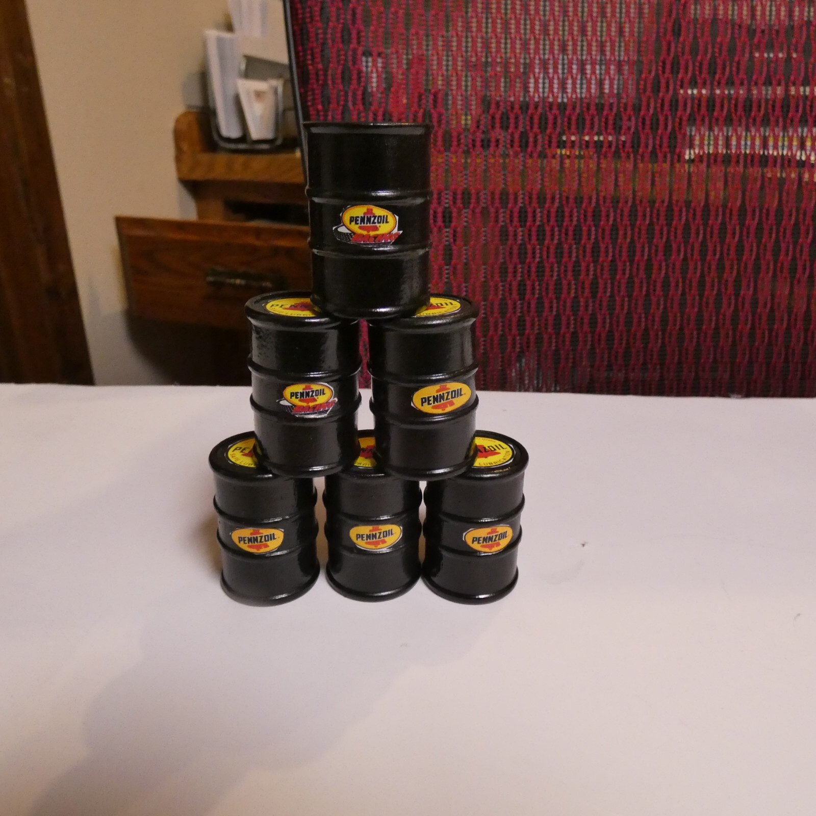 1 Each  G-Scale Wooden Painted  Diorama Oil Drums With Brand Name Outdoor Decals