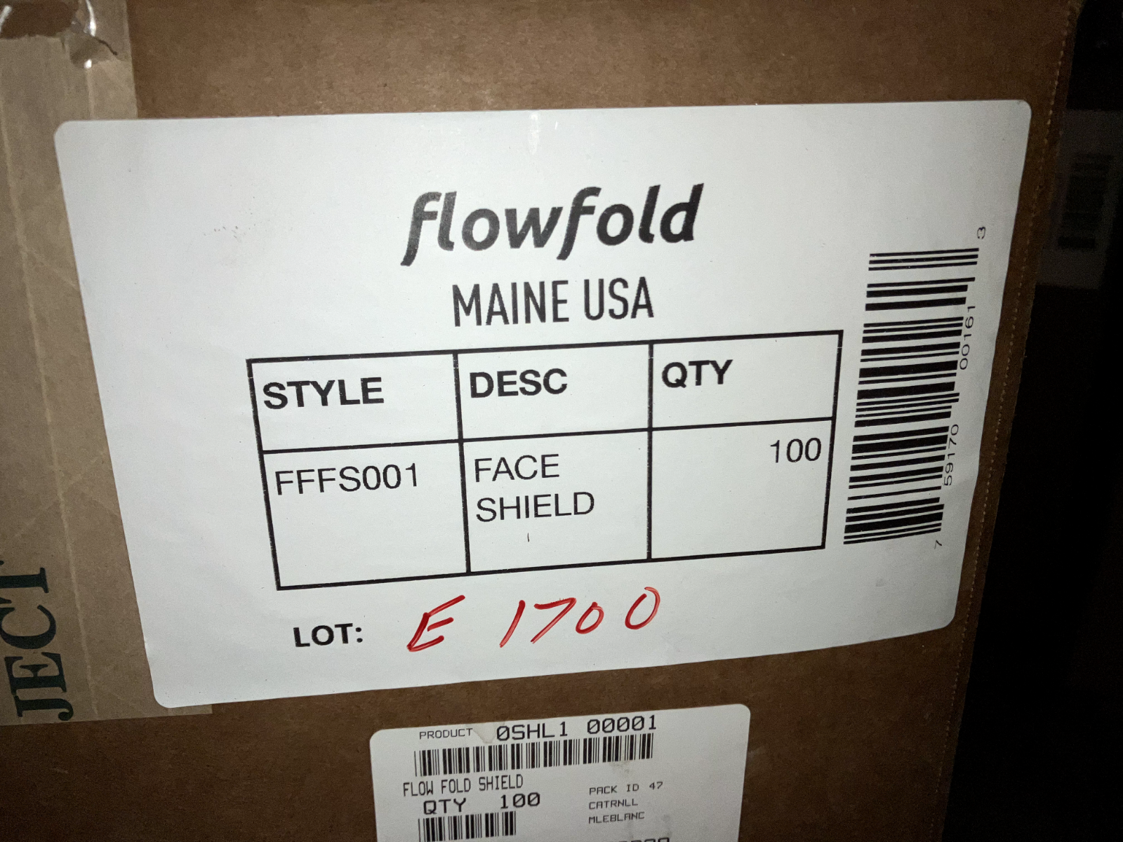 Flowfold Face Shields -- Case of 100 Protective Face Shields, Clear Plastic