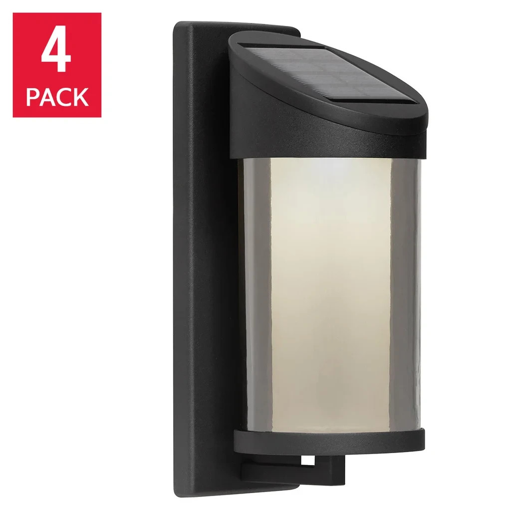 4 GTX Black Post Solar LED Lights Garden Home Garage Patio Outdoor Lighting New