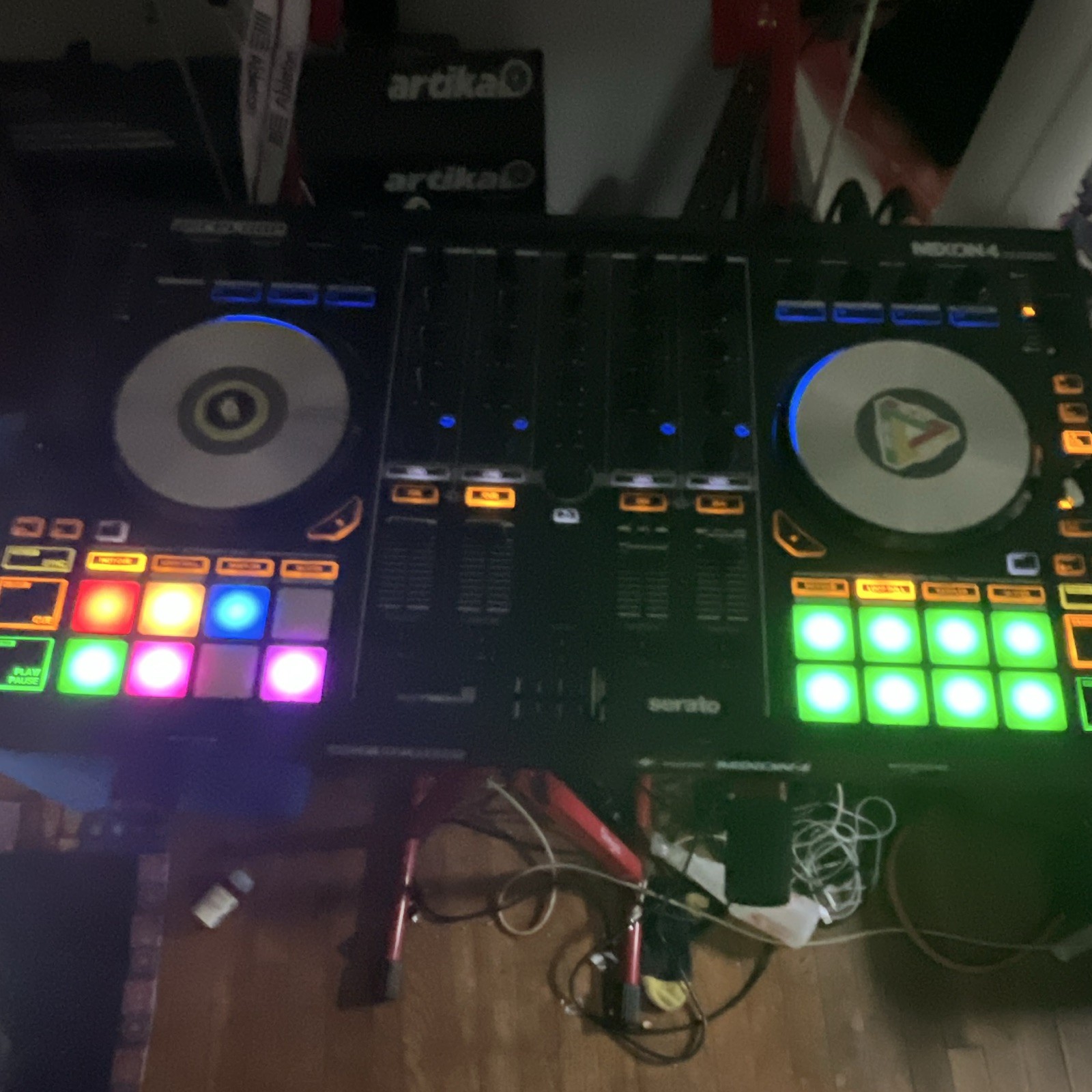 Reloop Mixon 4 4-Channel Serato DJ Controller, 16 Performance Pads, Black