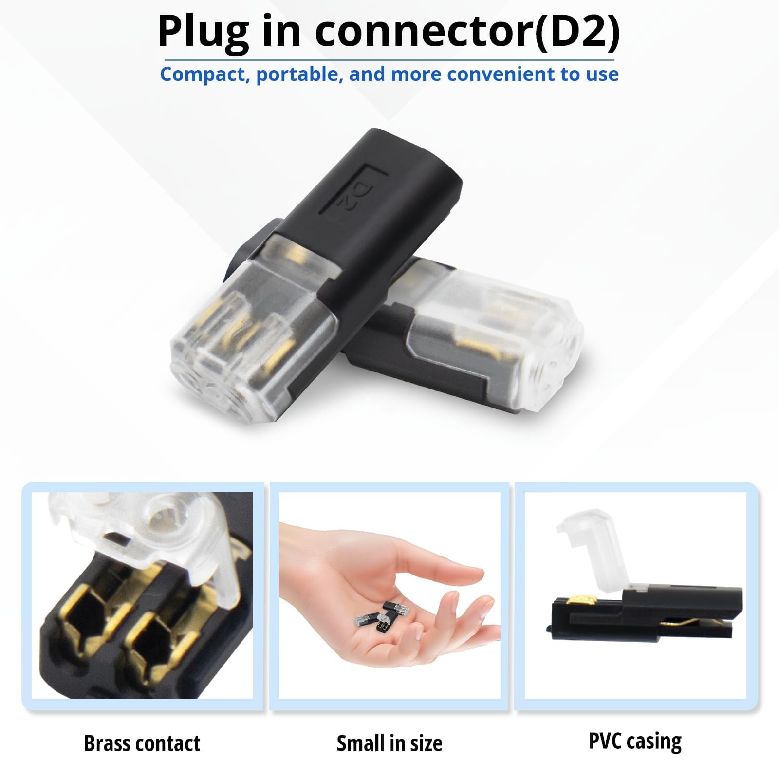 Quick Connect Wire Connectors 100Pcs Double Wire Plug in Connector, Solderles...