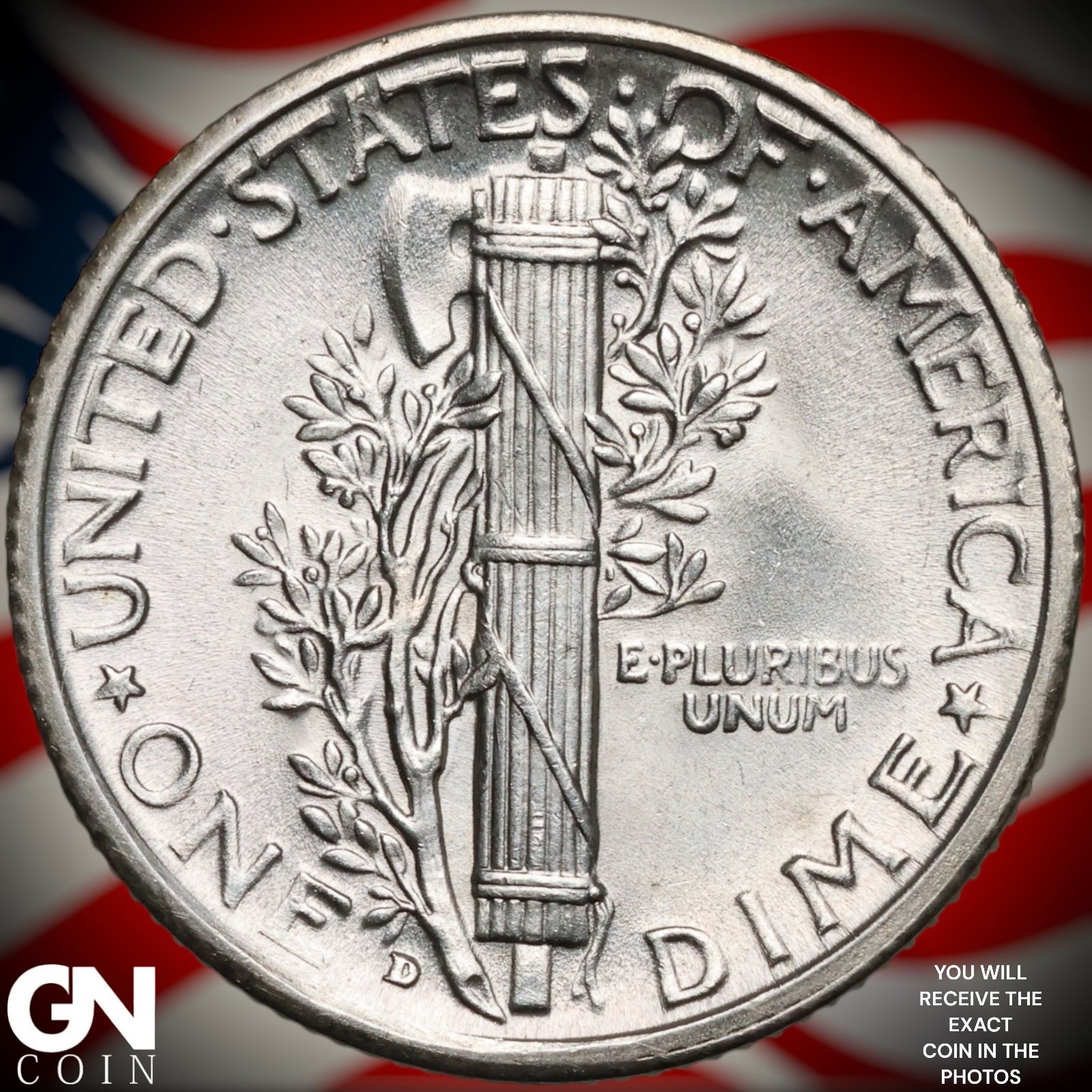 1931 D FSB FULL SPLIT BANDS Mercury Dime B3332