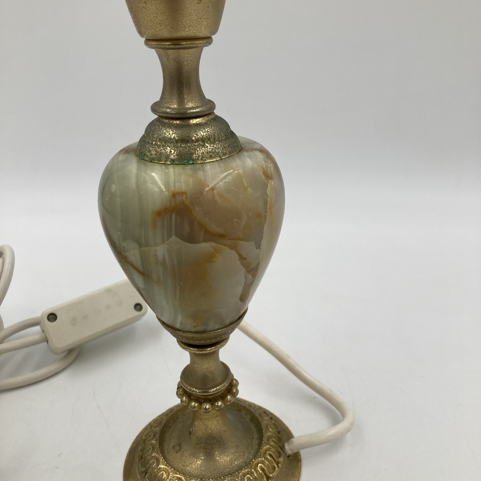 Vintage Brass & Stone Table Lamp Traditional Classical 27cm