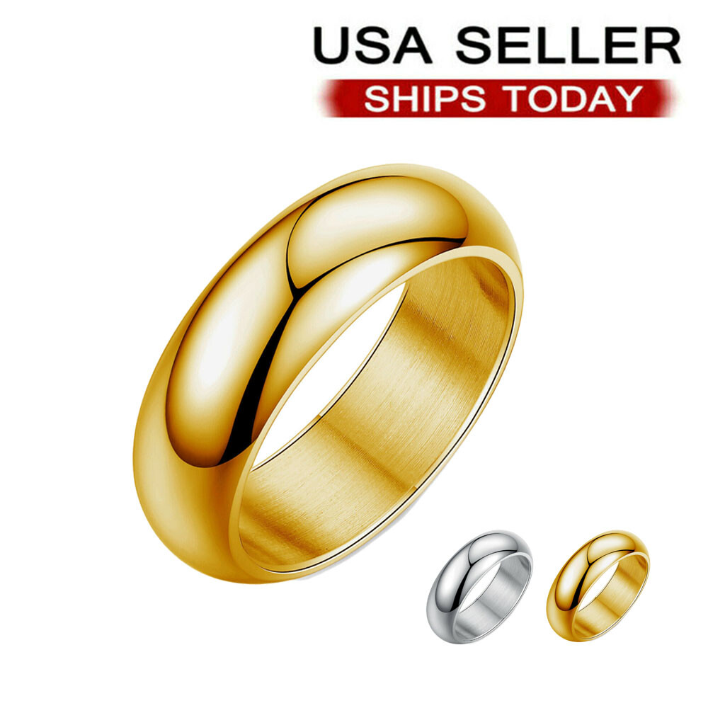 Dome Ring Stainless Steel Polished Comfort Fit Men's & Women's Wedding Band