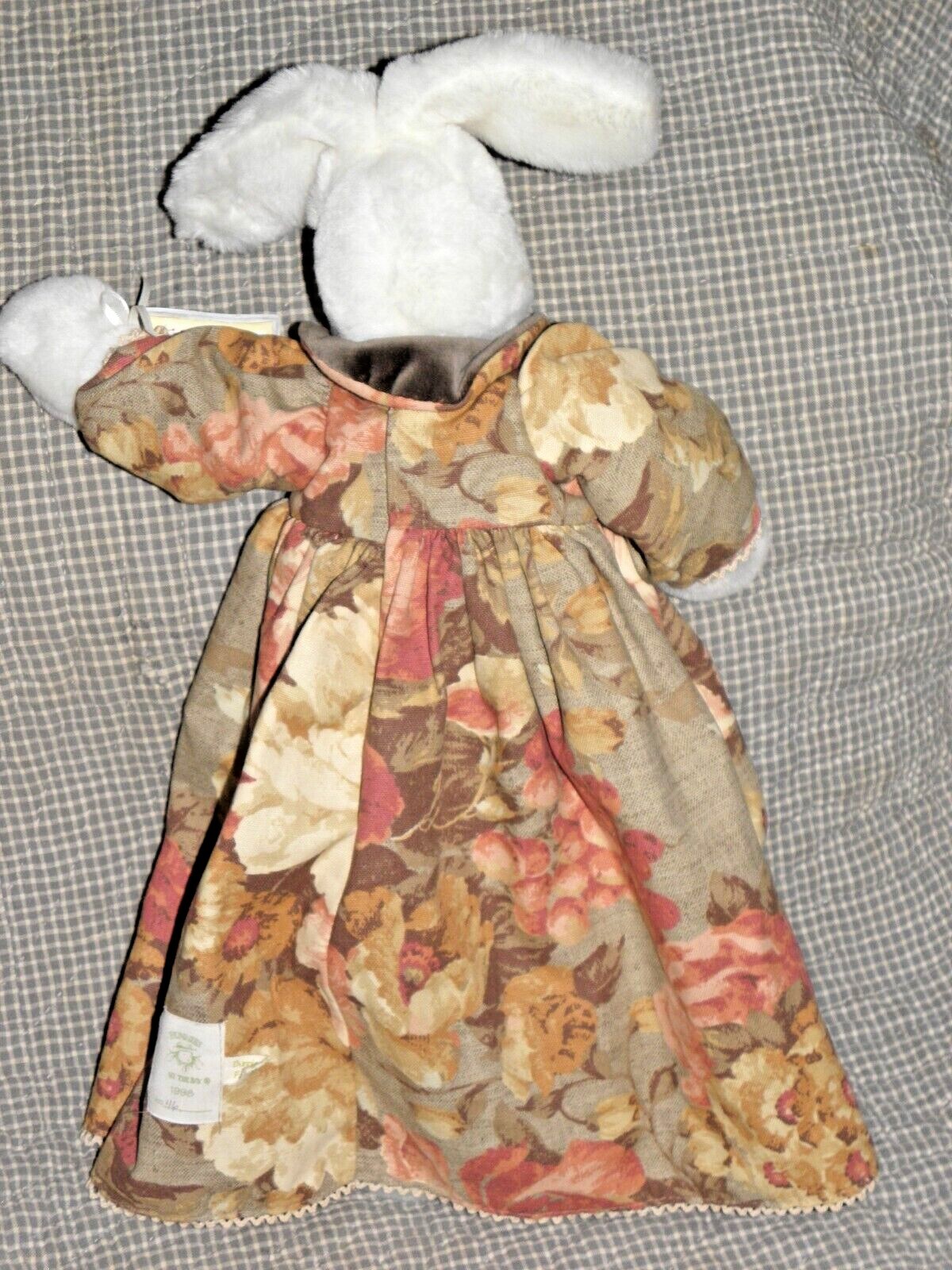 BUNNIES BY THE BAY - White Plush Rabbit PLENTIFUL - Floral Dress 20" - 1998