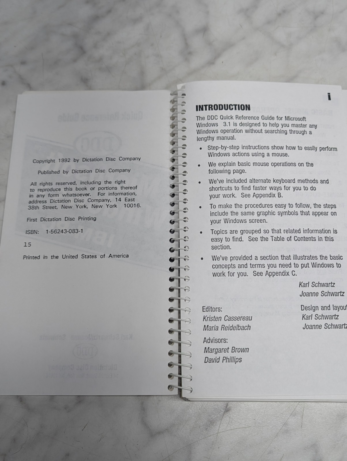 Microsoft Windows 3.1 IBM PC Quick Reference Guide DDC Spiral Flip Book