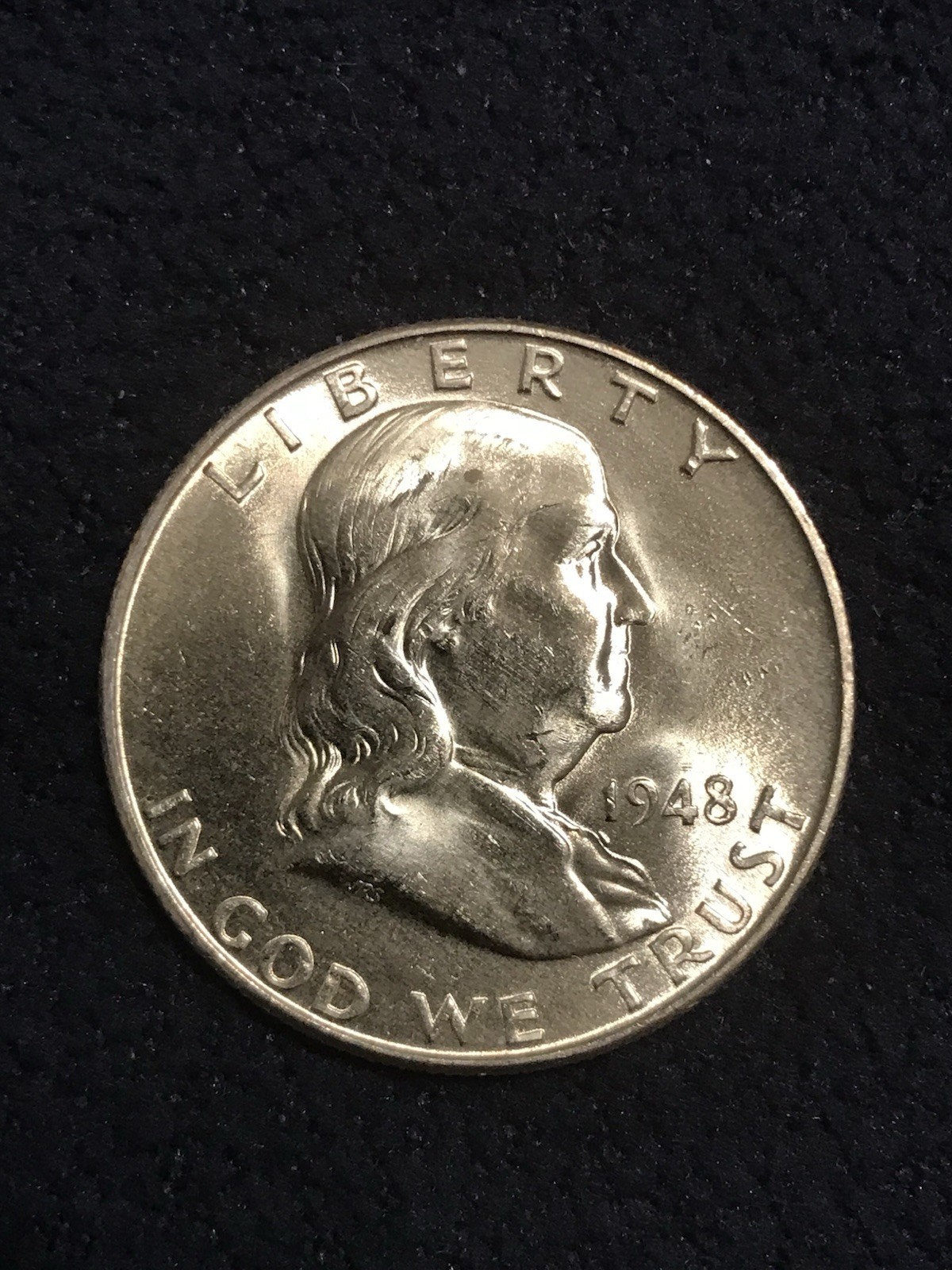 1948-D Franklin Half Dollar With Bell Lines BU Gem