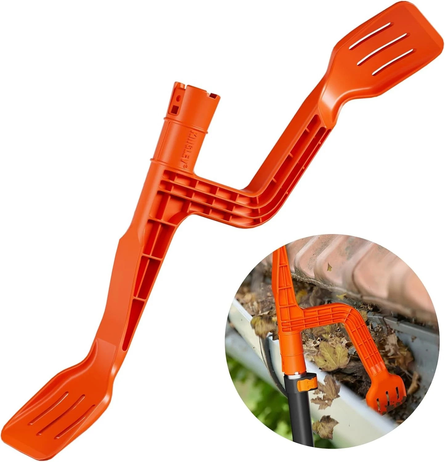 Gutter Cleaning Tool with Threaded, Cleaner, Mini Rake, Clean Orange