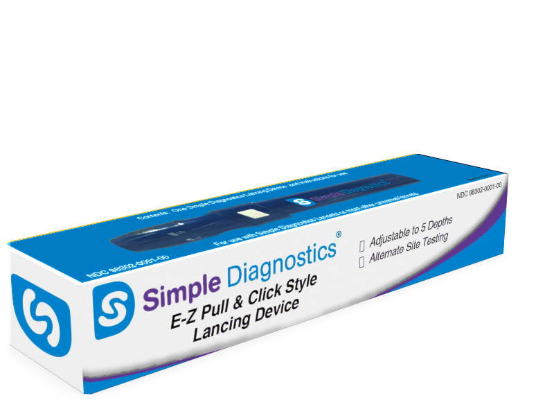 Simple Diagnostics E-Z Pull & Click Style Lancing Device, 5 Depths, Universal