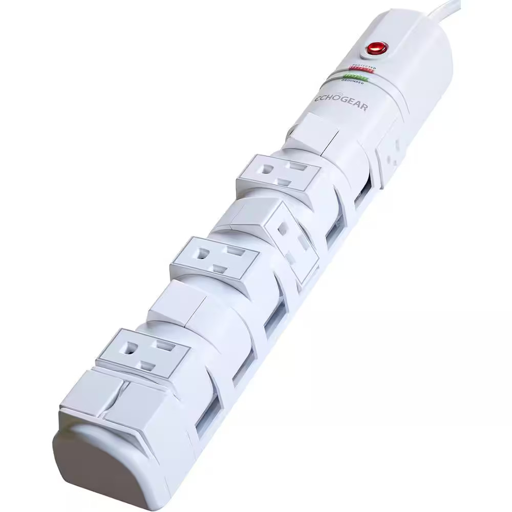 Surge Protector Power Strip with 6-Rotating Outlets and 2-Fixed Outlets and Buil