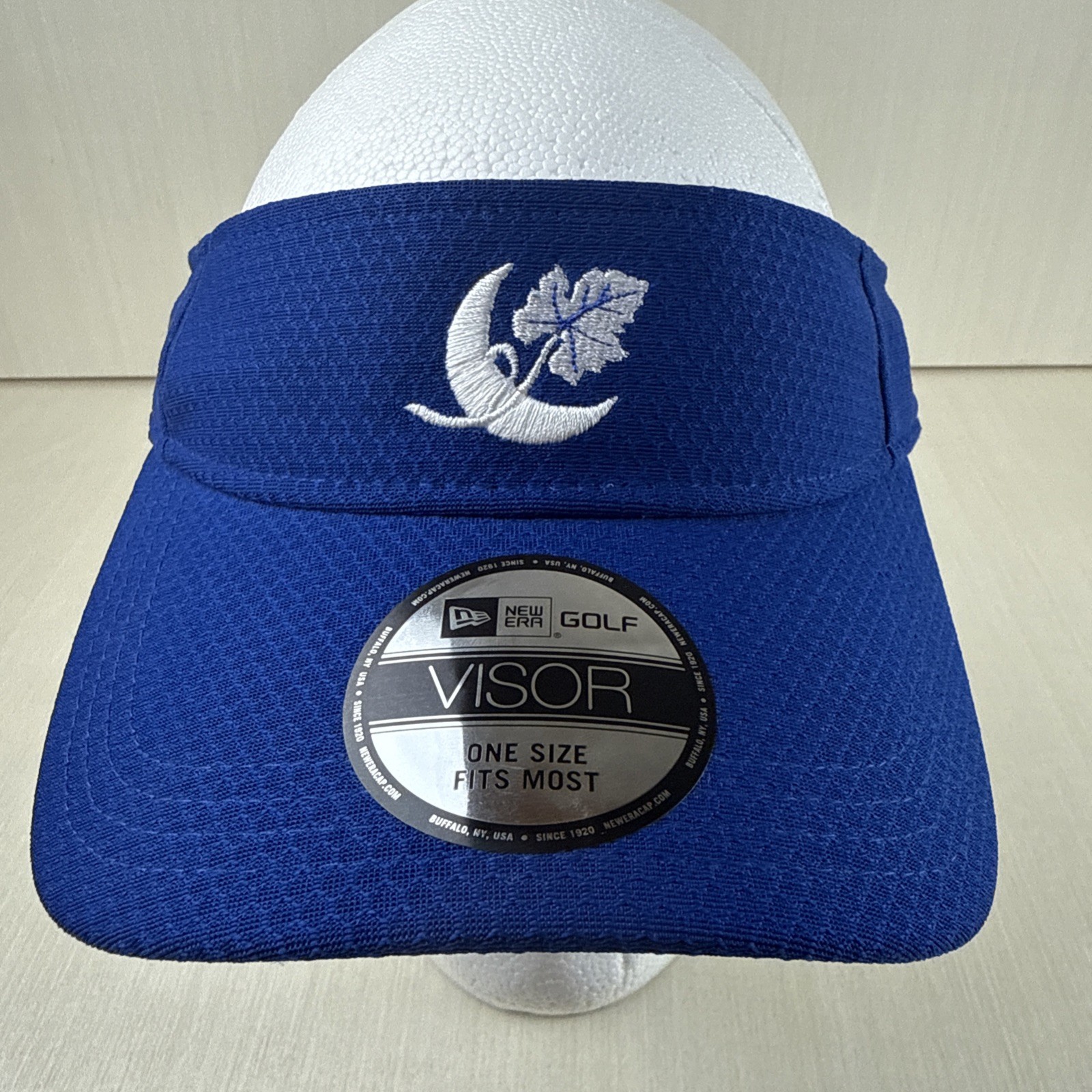New Era Golf Visor Moon Leaf Logo Blue Strapback One Size