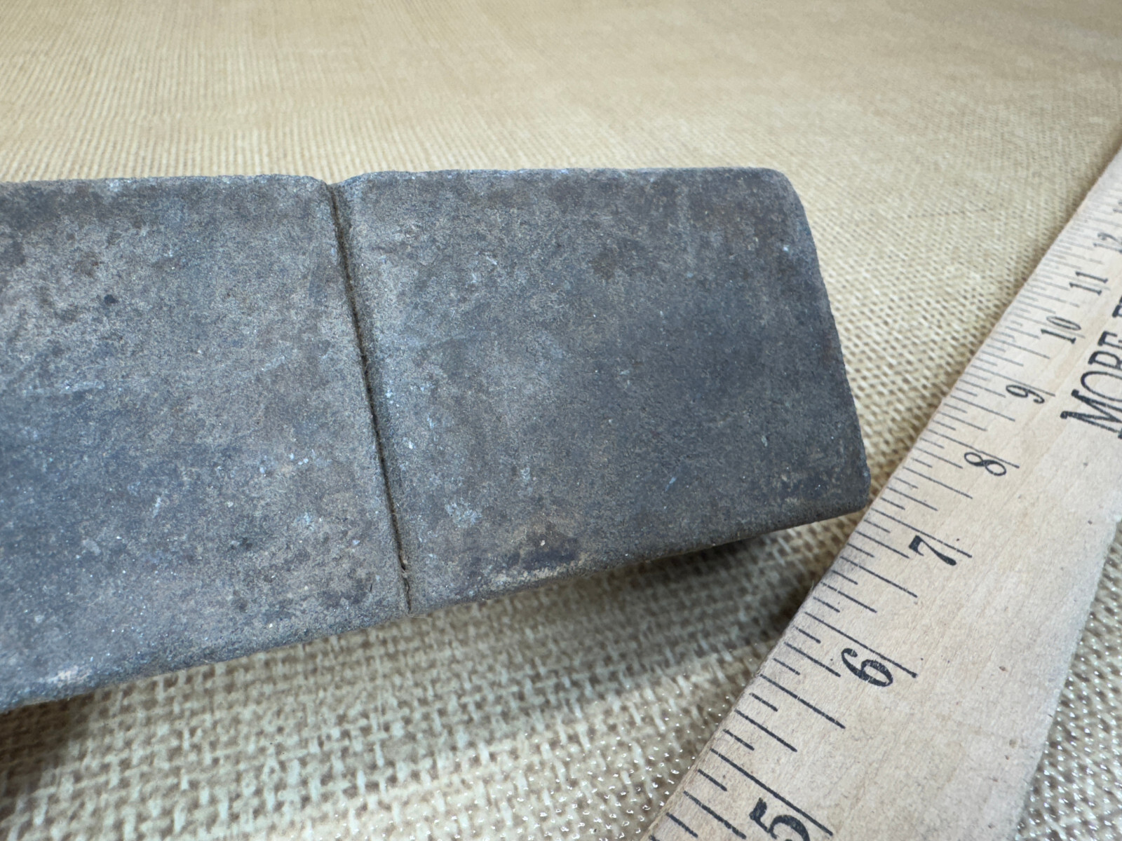 5.5"x2"x1" Sharpening Stone Vintage Used Grey Divided