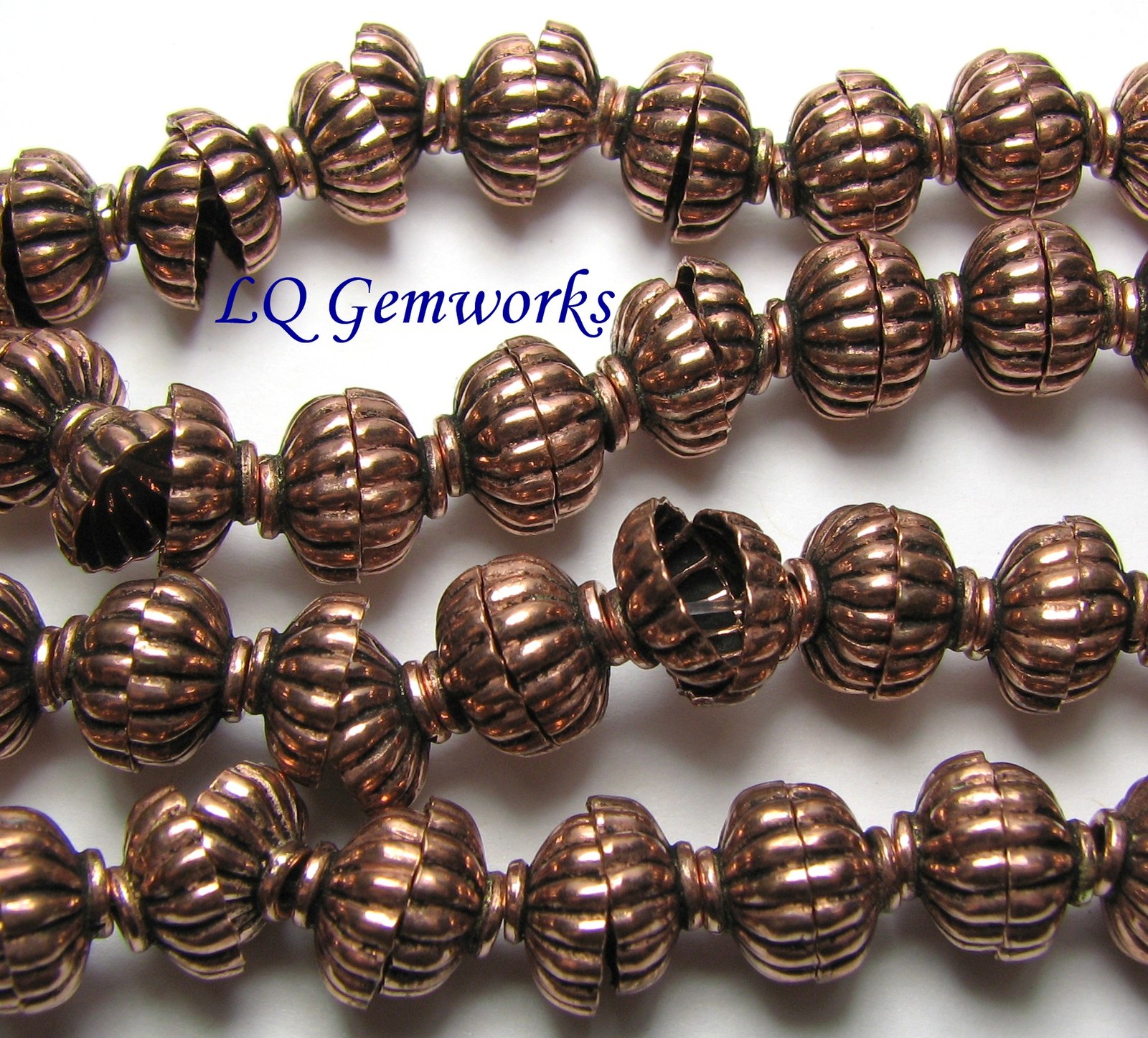 16" ANTIQUED COPPER 8.5mm Bead Caps #104a