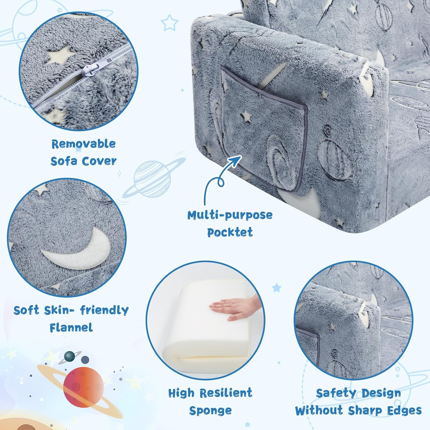 Toddler Couch,Toddler Chair,Kids Sofa Chair 2-In-1 Baby Seat Furniture Fold Out,
