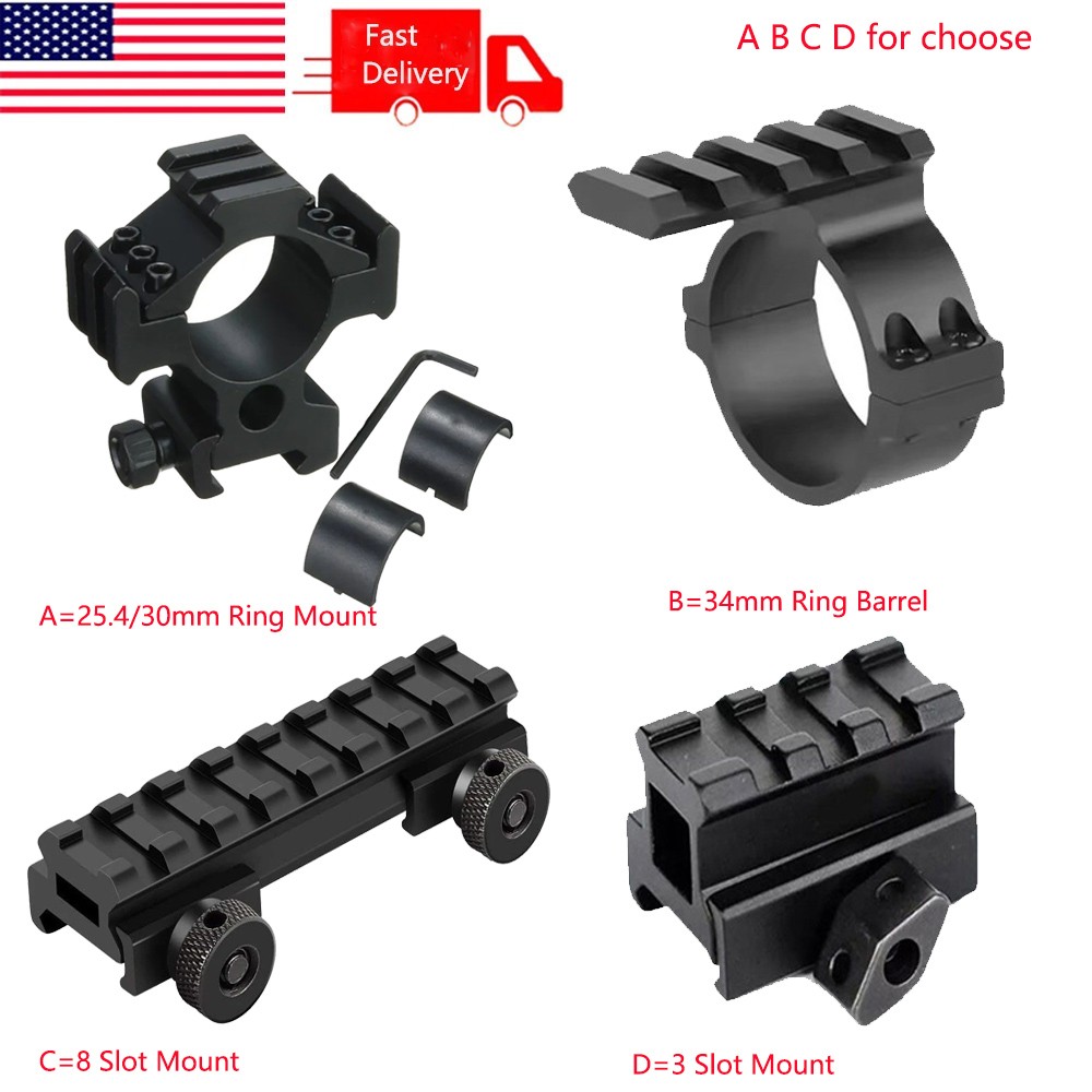 1"/30mm Ring Scope Mount/34mm Ring Barrel Adapter/8 Slot Mount/0.83" Riser Mount