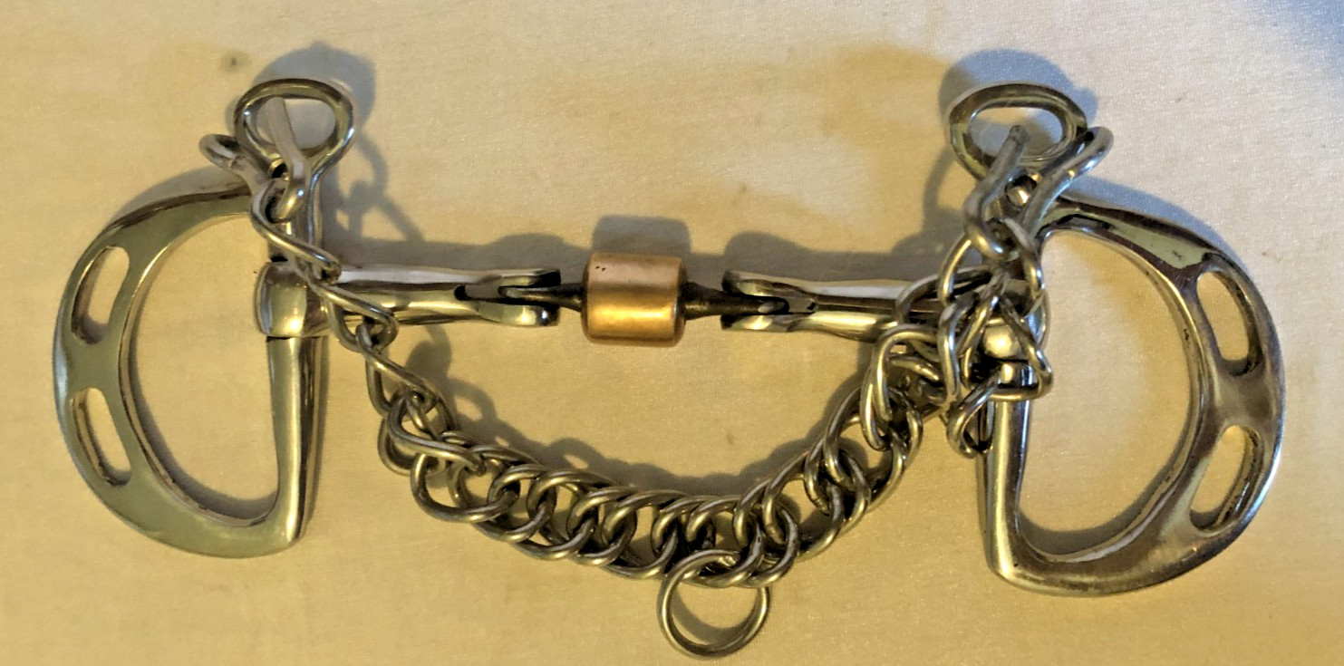 5" Kimberwick Bit with HINGED Copper roller and curb chain
