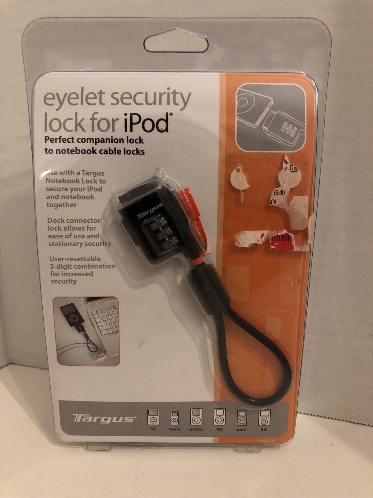 Targus Security Eyelet Cable Lock for Notebook &  Ipod Factory Sealed