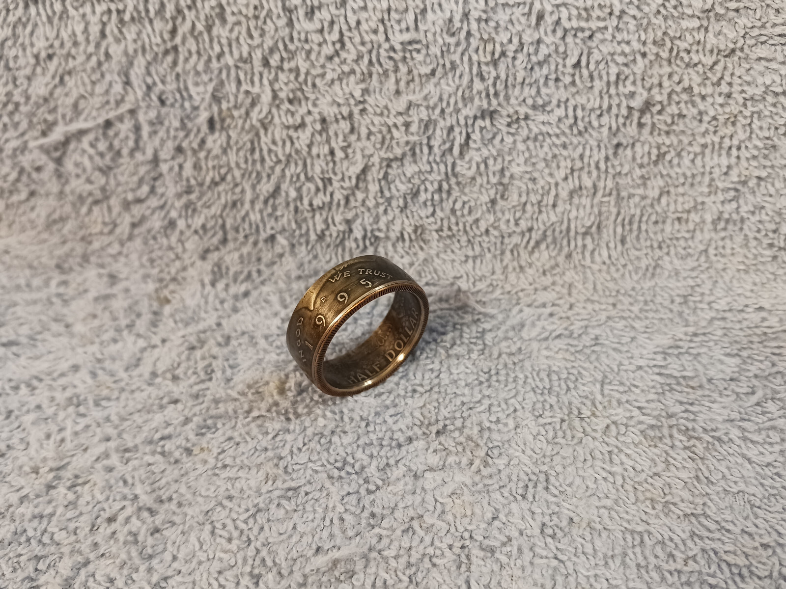 1995 Kennedy Half Dollars  size 12   coin ring  handmade mixed metals (A)