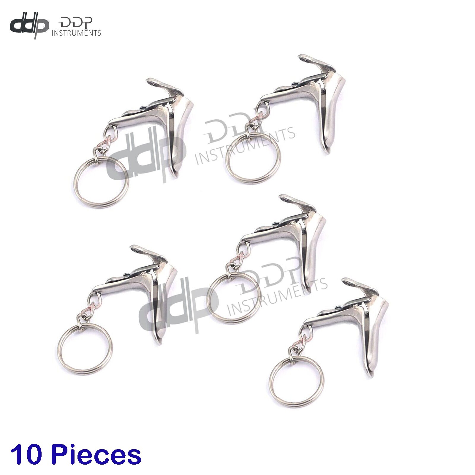 Pack Of 10 Pieces Speculum Keychain Stainless Steel - Gift For Doctor & Midwife