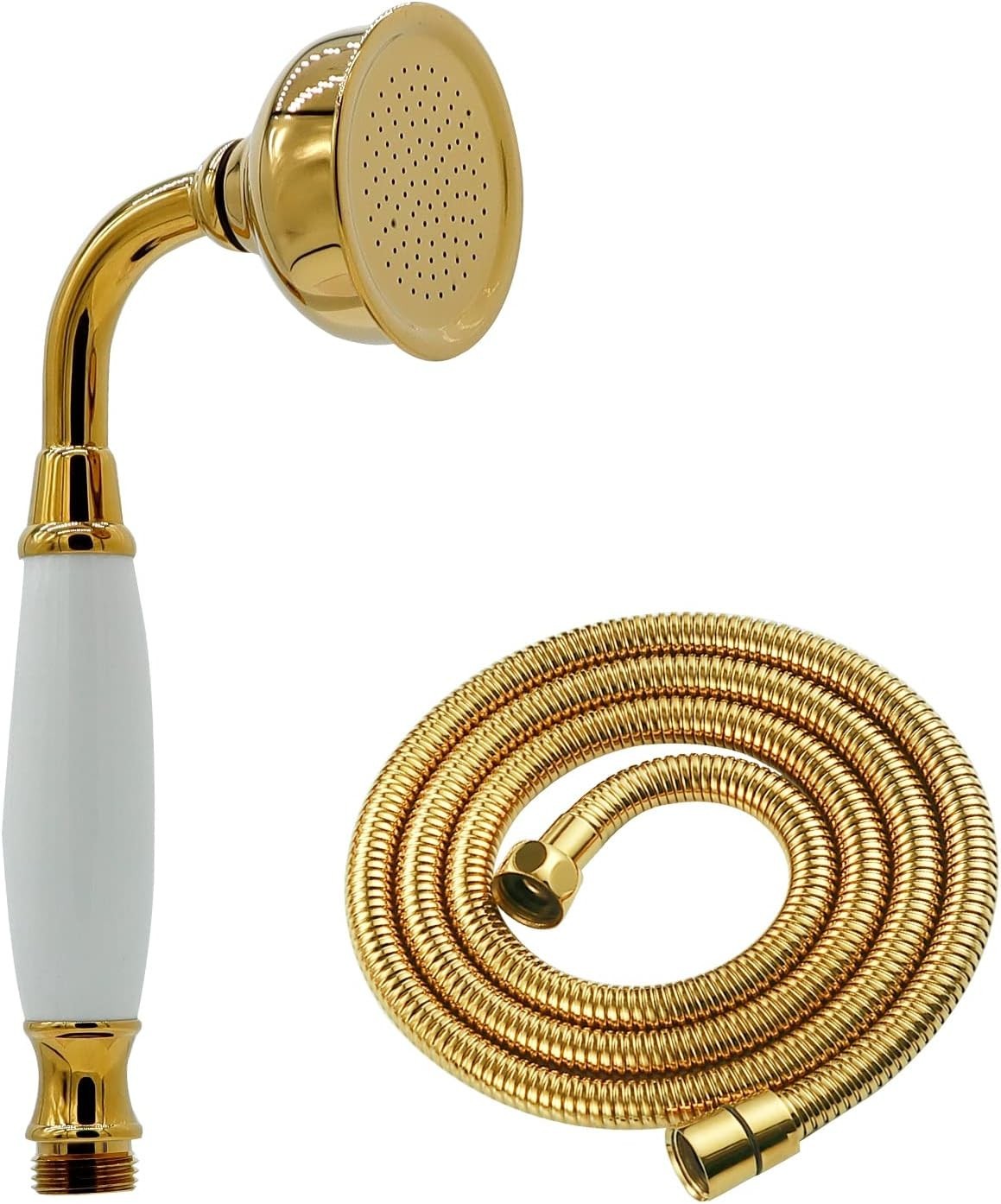 HOMEDEC Traditional Telephone Style Brass Handheld Shower head + hose, Gold