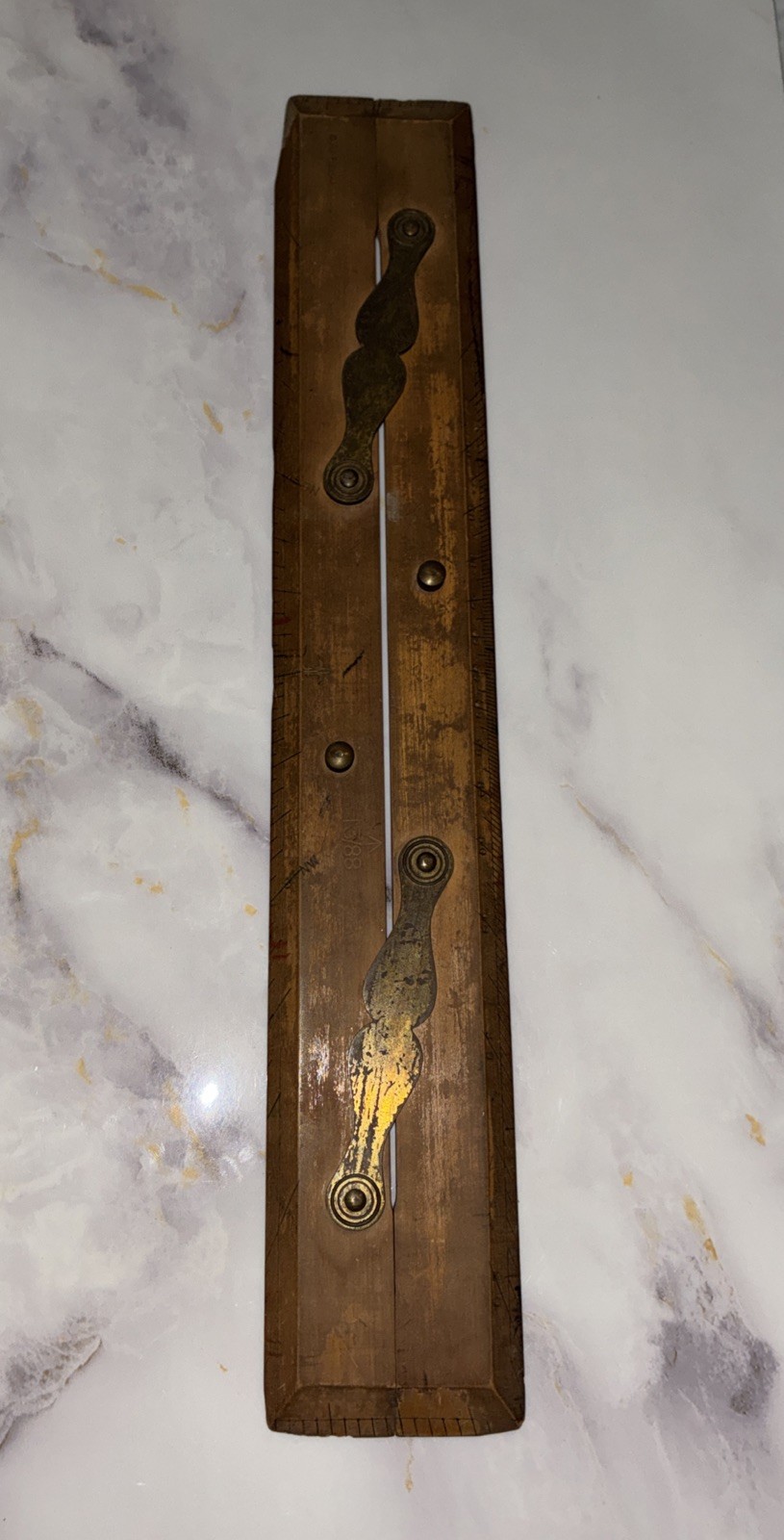 Antique Captain Fields Parallel Rule Wood Brass Nautical Chart Drafting 1890s